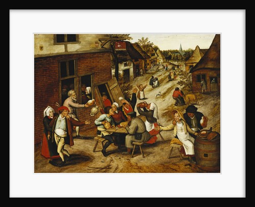 Peasants Merrymaking Outside the Swan Inn in a Village Street by Pieter Brueghel the Younger