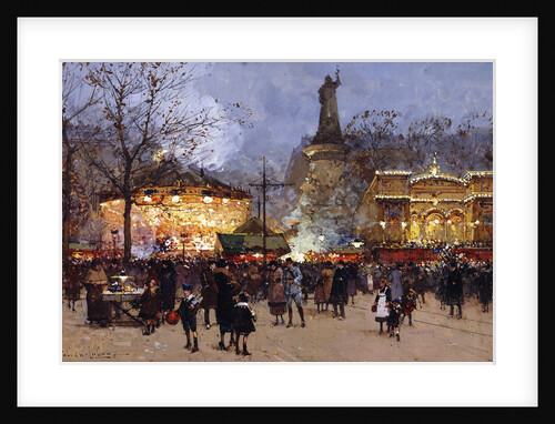 La Fete, Place de la Republique, Paris by Eugene Galien-Laloue