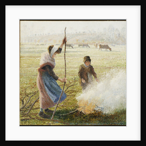 White Frost, Woman Breaking Up Wood by Camillle Pissarro
