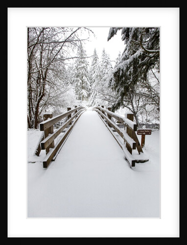 Footbridge covered in snow, Silver Falls State Park, Oregon, USA by Anonymous