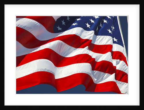 American flag blowing in wind by Anonymous
