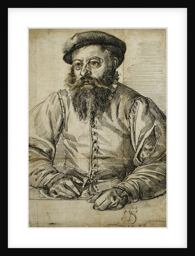 Portrait of a Bearded Man, Half Length, Seated at a Table by Tobias Stimmer