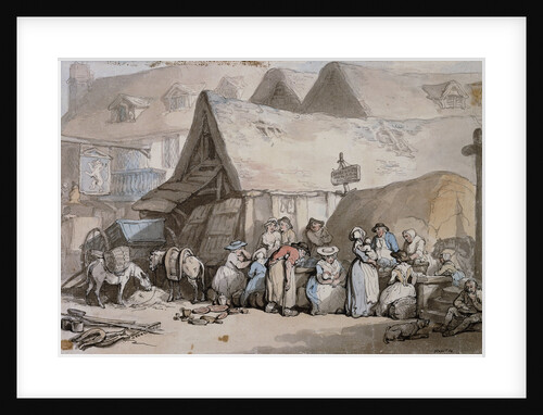 Honiton, Devon: Shoes and Hats for Sale Outside The Lion Inn by Thomas Rowlandson