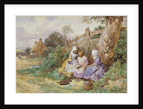 Children Reading Beside a Country Lane by Myles Birket Foster