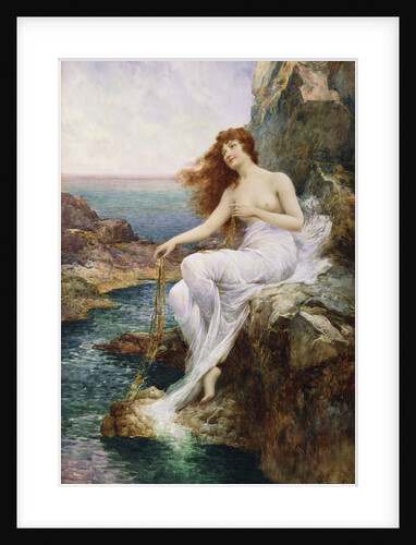 A Sea Nymph Seated on a Rock with a Ribbon of Seaweed by Alfred Augustus Glendening