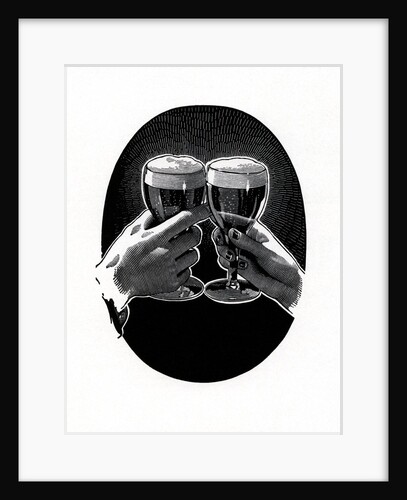 Two Hands Clinking Glasses of Beer by Anonymous