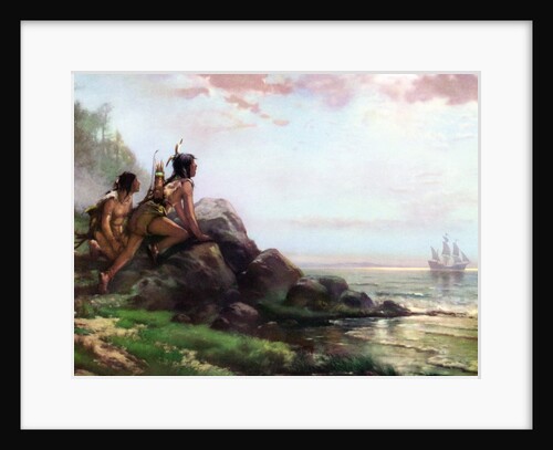 Native Americans Witness the 1609 Discovery of New York's Hudson River by Henry Hudson.