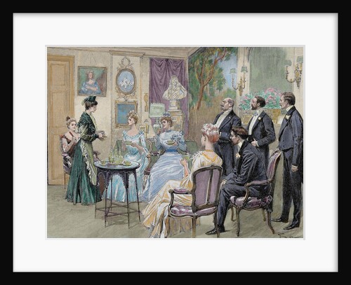 Meeting of aristocratic families in the living room by Anonymous