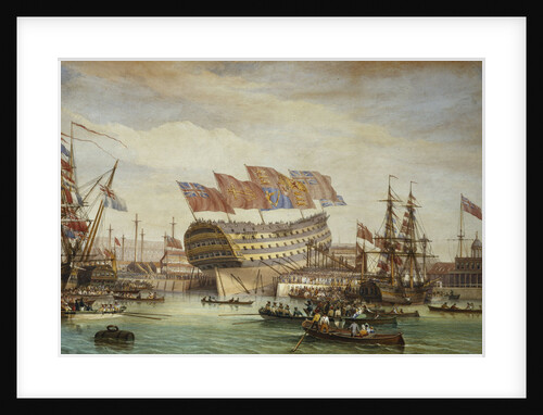 The Launching of HMS Trafalgar at Chatham 26 July 1820 by C John M Wichelo