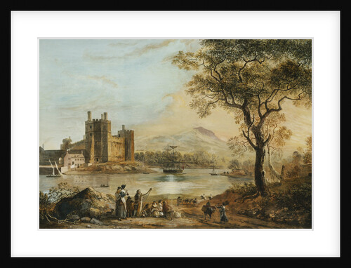 Caernarvon Castle, with a Harper in the Foreground by Paul Sandby