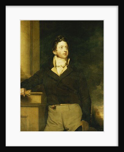 Portrait of a Gentleman, Standing, Three-Quarter Length, Wearing a Brown Jacket with White Jabot, in a Landscape by William Hilton II