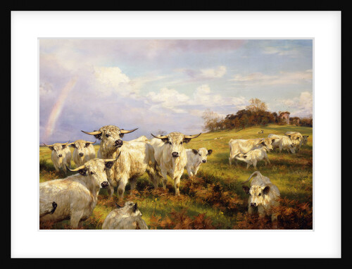 Wild Cattle of Chartley, Chartley Castle Beyond by Henry William Banks Davis