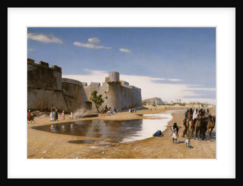 An Arab Caravan outside a Fortified Town by Jean-Leon Gerome