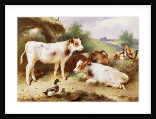 Calves and Poultry by a Byre by Walter Hunt