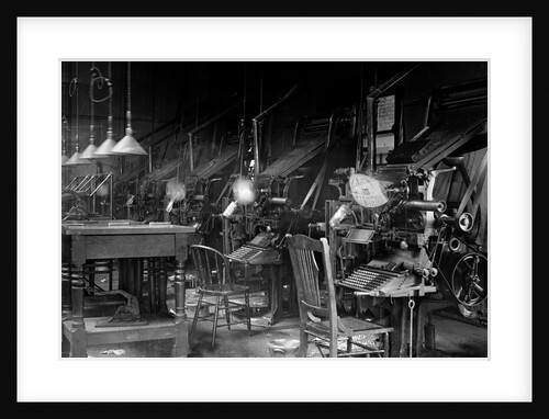 Typesetting operation in an industrial environment, ca. 1900 by Anonymous