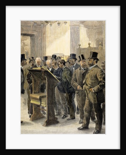 London Stock Exchange. Shipowners and merchants consulting the Lloyd's Loss Book by Anonymous