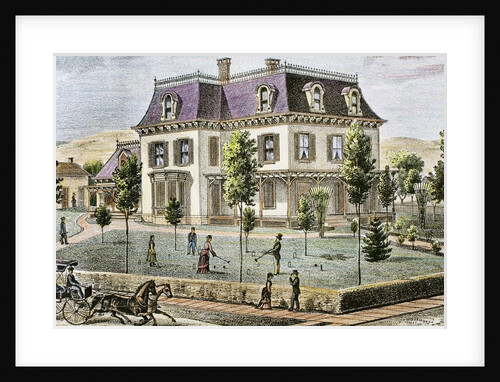 Residential home with the family playing cricket by Anonymous