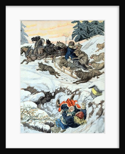 Wolves Attack Sleigh Convoy Scandinavia (March 1903) by Anonymous