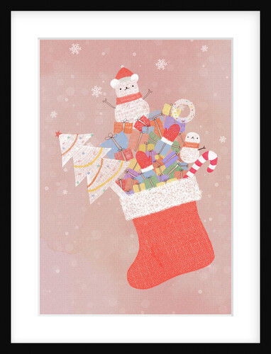 Illustration of stocking full of christmas items by Anonymous