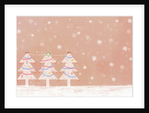 Illustration of three christmas trees in a row by Anonymous