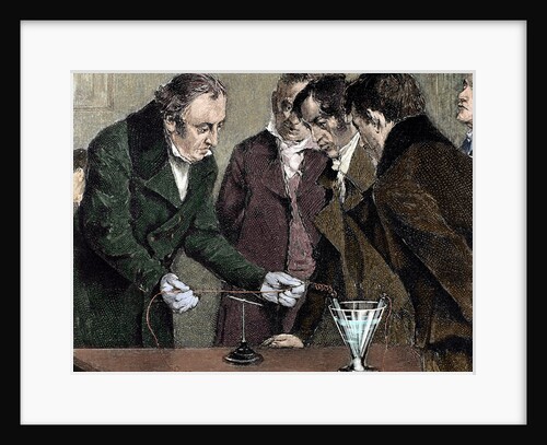 Oersted, Hans Christian (1777-1851). Danish physicist and chemist. Oersted discovers electromagnet by Anonymous