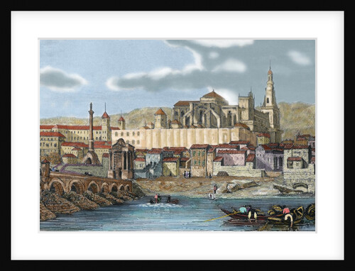 Spain. Andalusia. CÃƒÂ³rdoba. View of the city with the Mosque. 19 century engraving by Anonymous