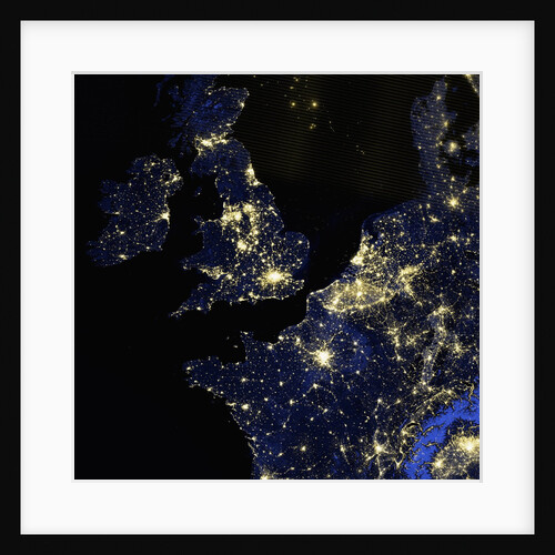 Satellite view of London, the southern half of Great Britain and parts of continental Europe by Anonymous