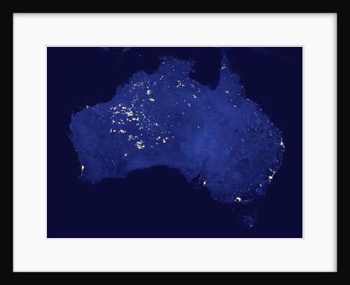 Composite view showing night lights and wildfires in Australia by Anonymous