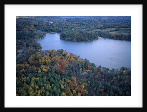 Aerial view of river and forest, Pittsfield, Massachusetts, USA by Anonymous