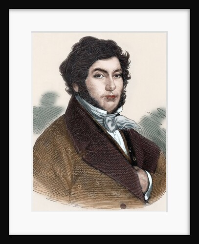 Jean-FranÃ§ois Champollion (1790-1832). Portrait. Colored engraving by Anonymous