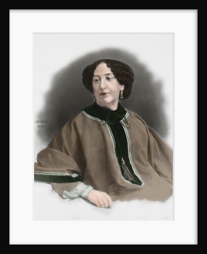 George Sand (1804-1876). French writer. Colored engraving by Anonymous