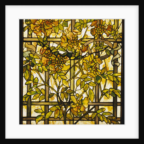 Tiffany Studios trumpet vine leaded glass window by Anonymous