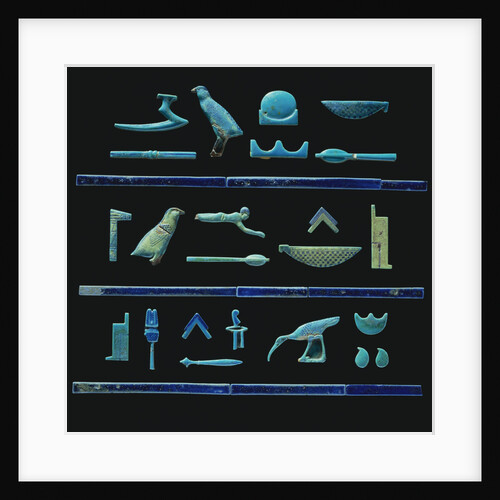 A selection of Egyptian hieroglyphs in turquoise glazes with details in dark blue by Anonymous