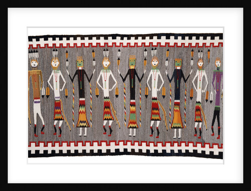 A Navajo Yei Rug showing nine figures by Anonymous