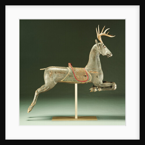 A rare painted and carved carousel deer by Anonymous