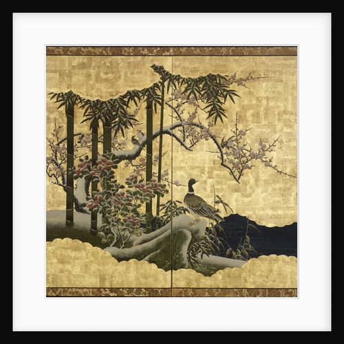 Ducks, one of a pair of two-panel screens by Anonymous
