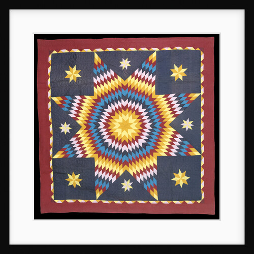 A pieced and appliqued cotton quilted coverlet by Anonymous