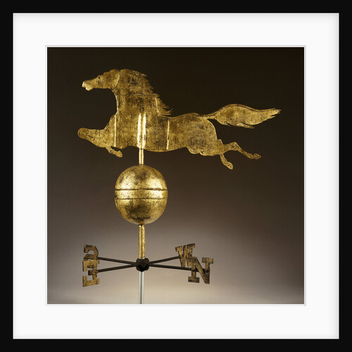 A gilded sheet iron weathervane in the form of a galloping horse by Anonymous