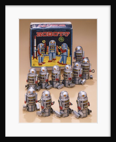 Robot 7 wind-up walking robots with original box by Anonymous