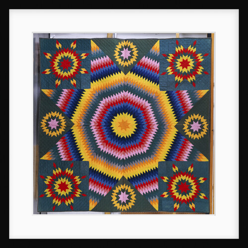 A Mennonite pieced & appliqued cotton quilted coverlet by Anonymous