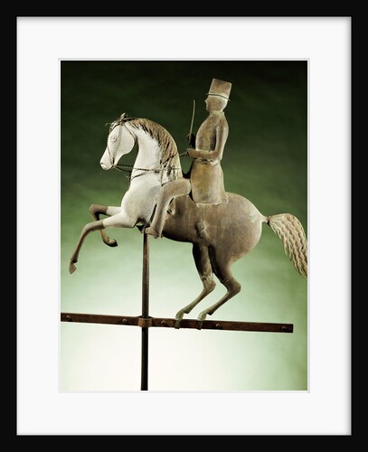 An extremely rare and important molded copper and zinc worse and rider weathervane by Anonymous