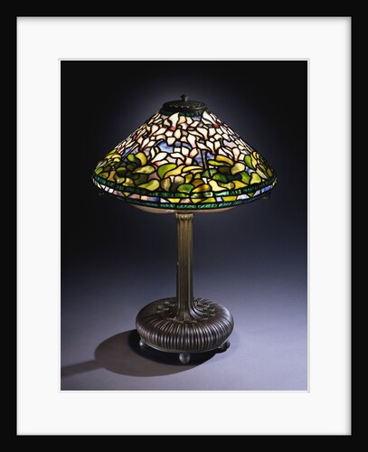 Tiffany Studios 'Cyclamen' leaded glass and bronze table lamp by Anonymous