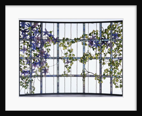 Tiffany Studios 'Clematis' leaded glass three-sectioned skylight by Anonymous