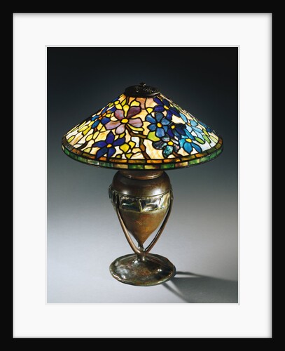 Tiffany Studios 'Clematis' leaded glass and bronze table lamp by Anonymous