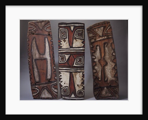 Three Mountain Ok shields of rectangular form by Anonymous