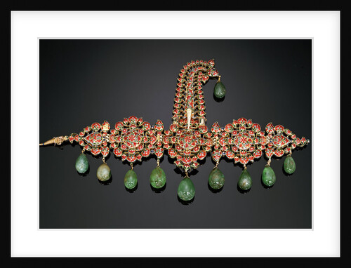 North Indian diamond, emerald and enamel sarpech by Anonymous