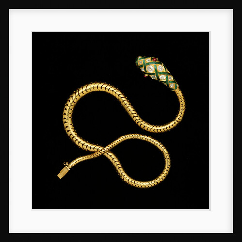 A fine Victorian diamond, gold and enamel flexible serpent necklace by Anonymous