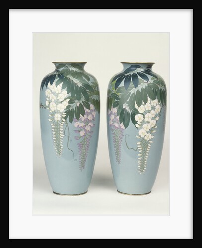 A pair of cloisonne baluster vases depicting wisteria by Anonymous