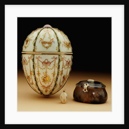 Faberge Kelch Bonbonniere egg pictured with its surprises by Anonymous
