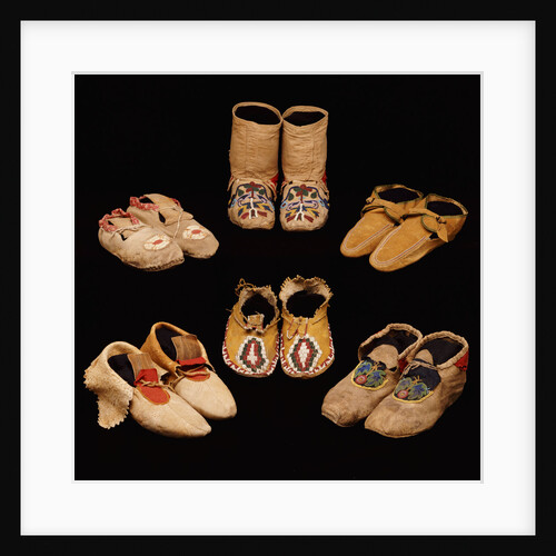 A selection of American Indian hide moccasins from various tribes by Anonymous